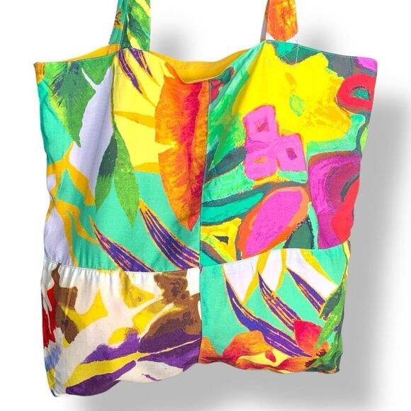 Hula Moon By Jams World Tropical Tote Bag Bright Multicolor Print Beach Vacation - Picture 5 of 13